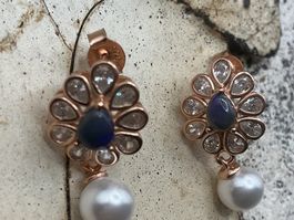 Ohrstecker mit Opal, Sterlings.  rotvergoldet