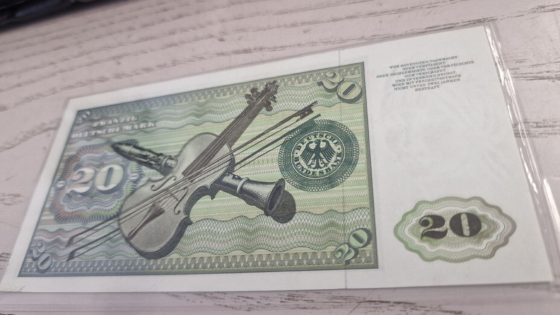 Banconote: 20 Deutsche Mark Banknote 1970  – Nuovo e nell'imballaggio originale da Herisau venduto da Antiques.AR 1