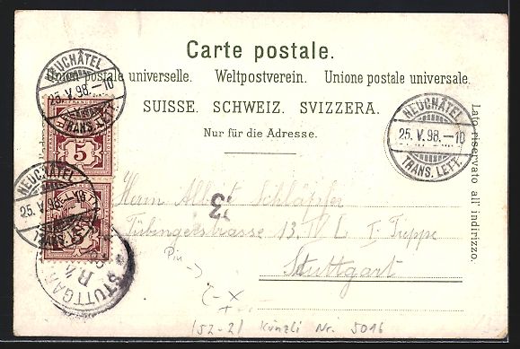 Cartoline postali: Litho Künzli Nr. 5016: Neuchatel, Lac d – Usato da Berlin venduto da bartko-reher 1