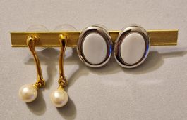 2 Ohrstecker:1 x Gold & Perle + 1 x Silber & perlmuttartig