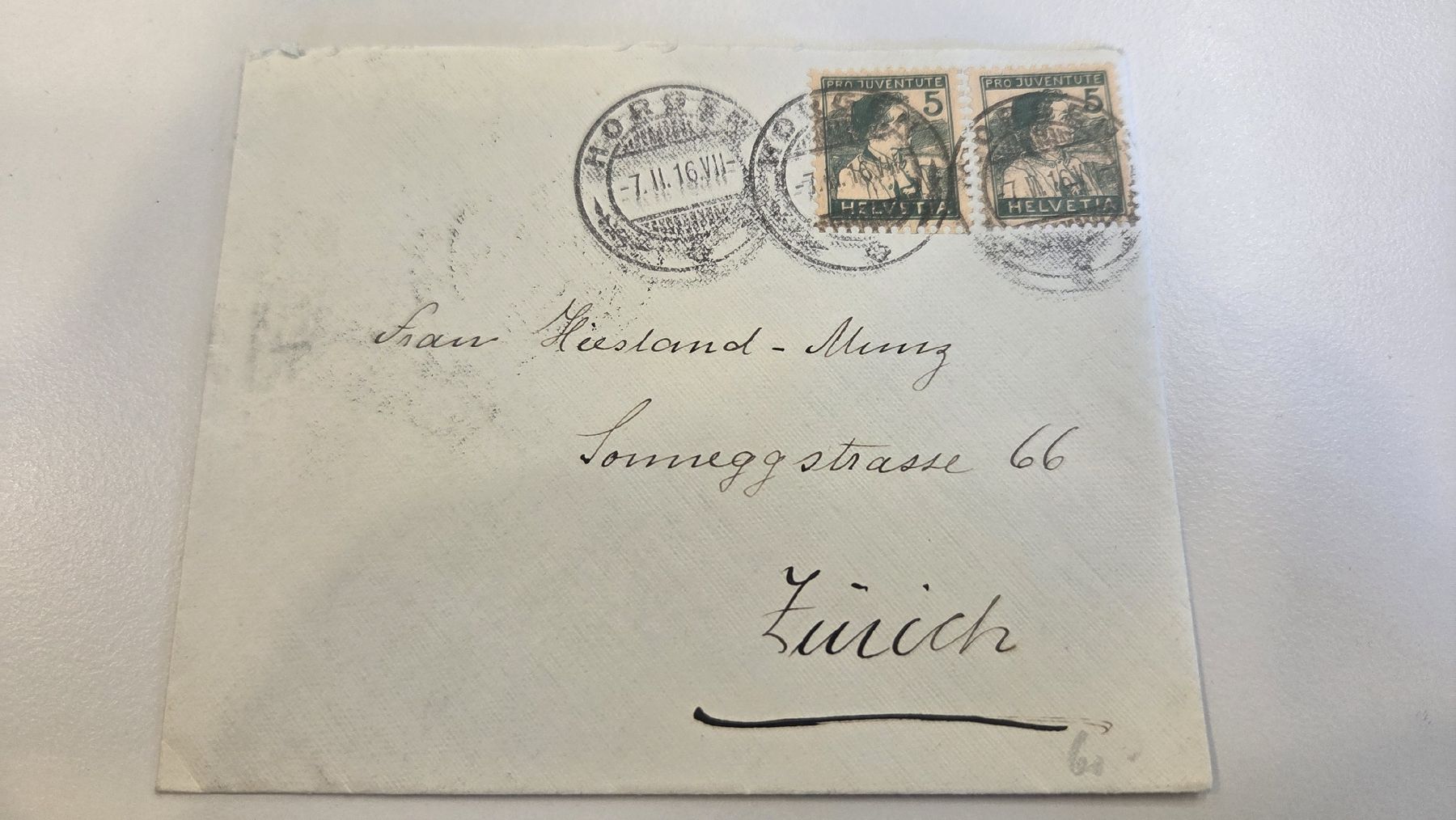 Tutti i francobolli: 1916 Pro Juventute Brief 2x 5Rp – Usato da Arni AG venduto da Moth68