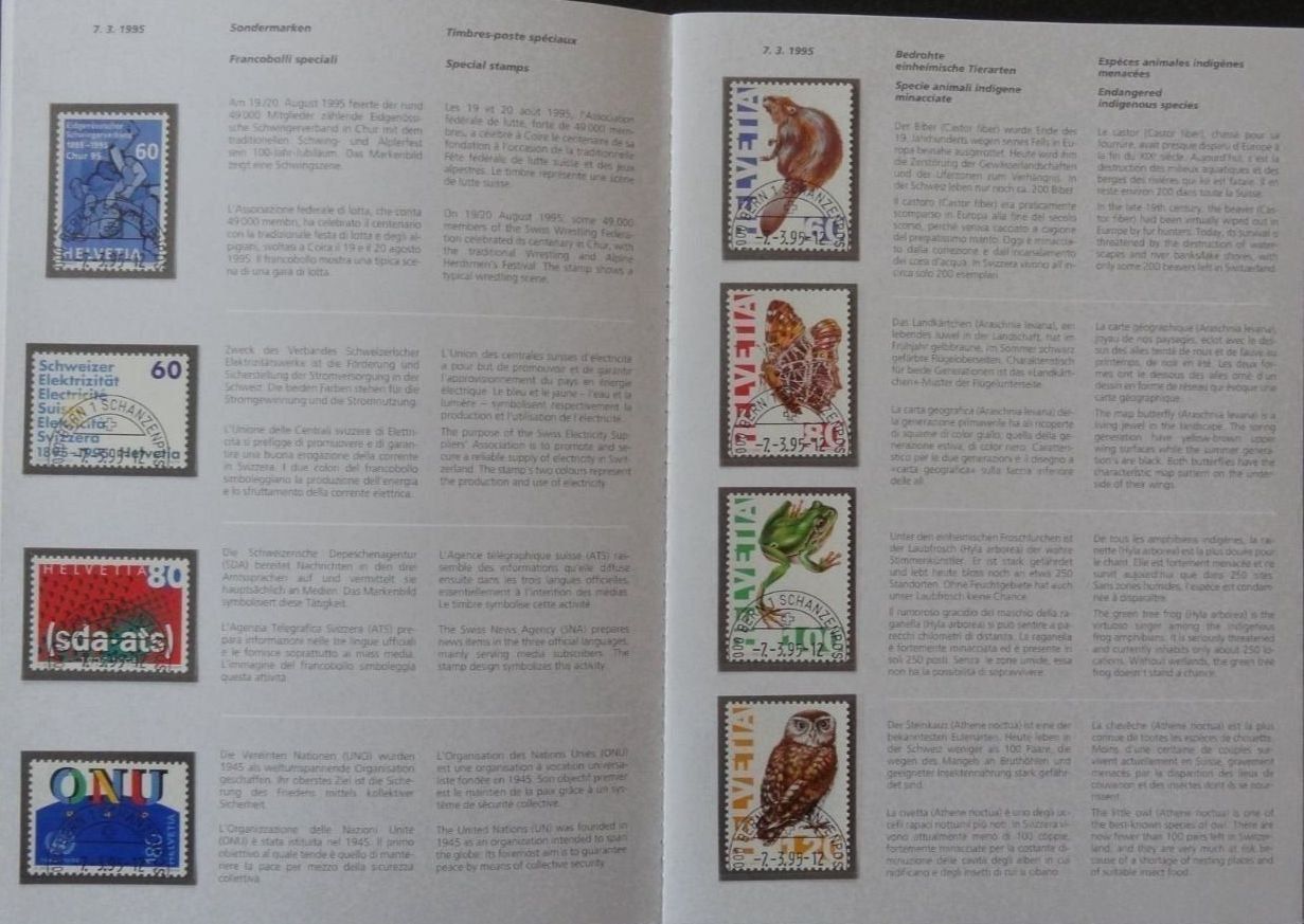 Tutti i francobolli: 1995 Jahrbuch Ersttagsstempel – Usato da Eggersriet venduto da stamp303 2
