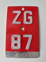 Velonummer ZG 87 plaque Velo