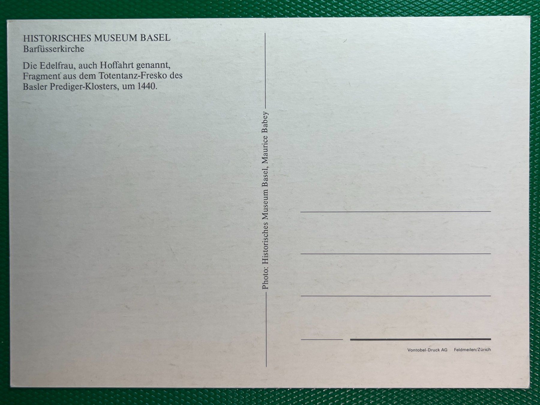 Cartes postales: Die Edelfrau - Barfüsserkirche – D'occasion à Steg VS par _vinci_ 1