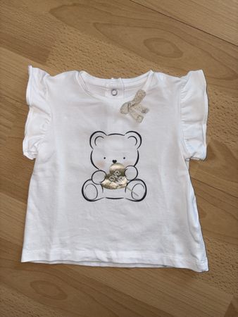 T-Shirt Motiv Bär, weiss, Grösse 72/9 mt. NEU