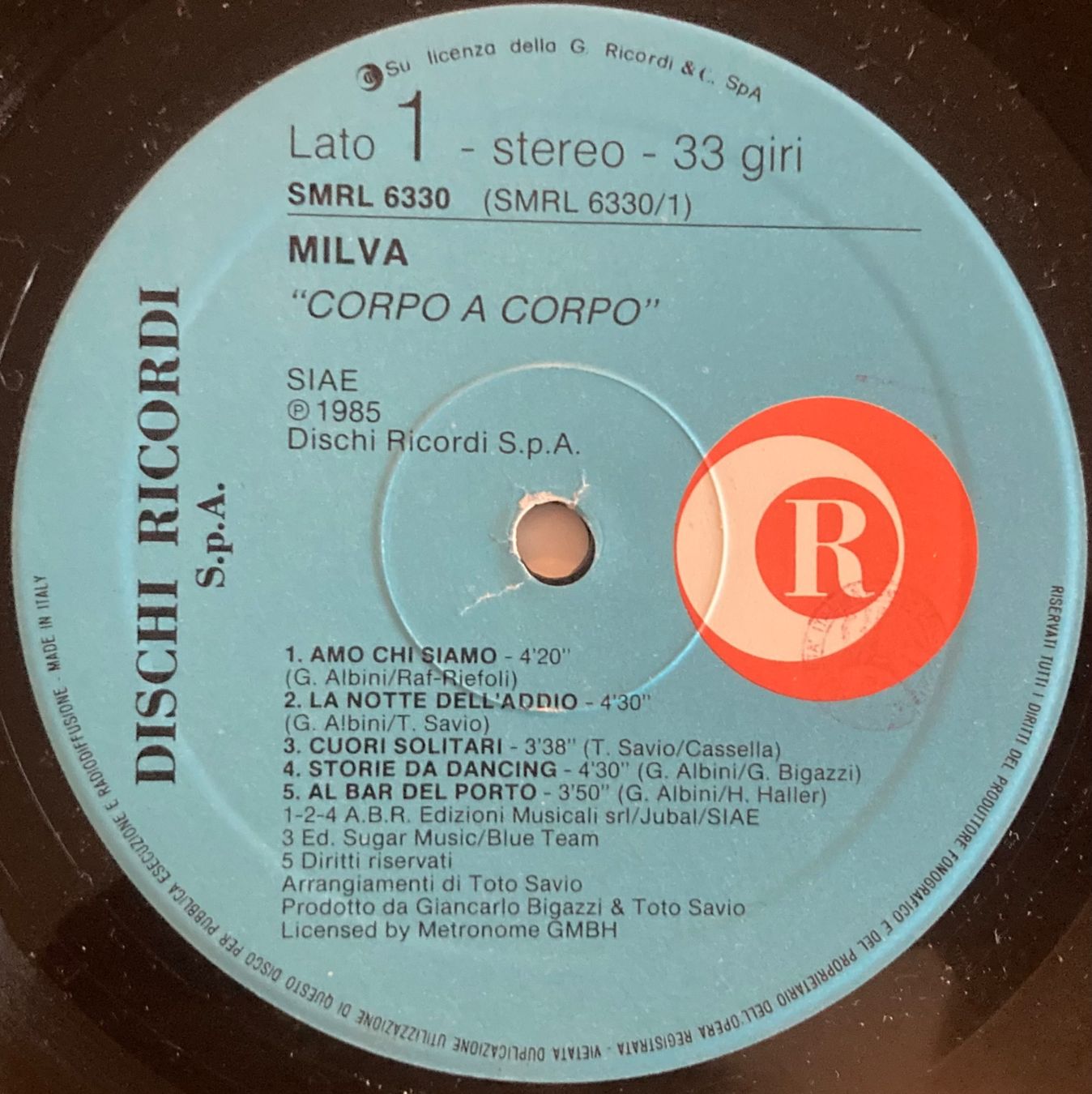 Schallplatten: MILVA - CORPO A CORPO – Gebraucht aus Poliez-Pittet von Newtown-Records 2