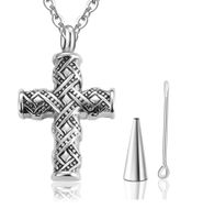 UNISEX ANHÄNGER KREUZ EDELSTAHL SILBERFARBEN MIT KETTE URNE