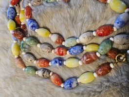Top Vintage Gablonzer Art Glass Perlen Kette, lang 124cm