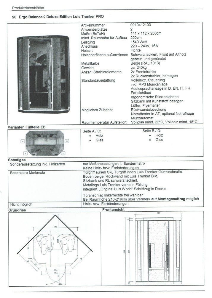 Sauna & Accessori: Infrarotkabine Ergoline Balance 2 deluxe – Usato da Sent venduto da Tschendoria 2