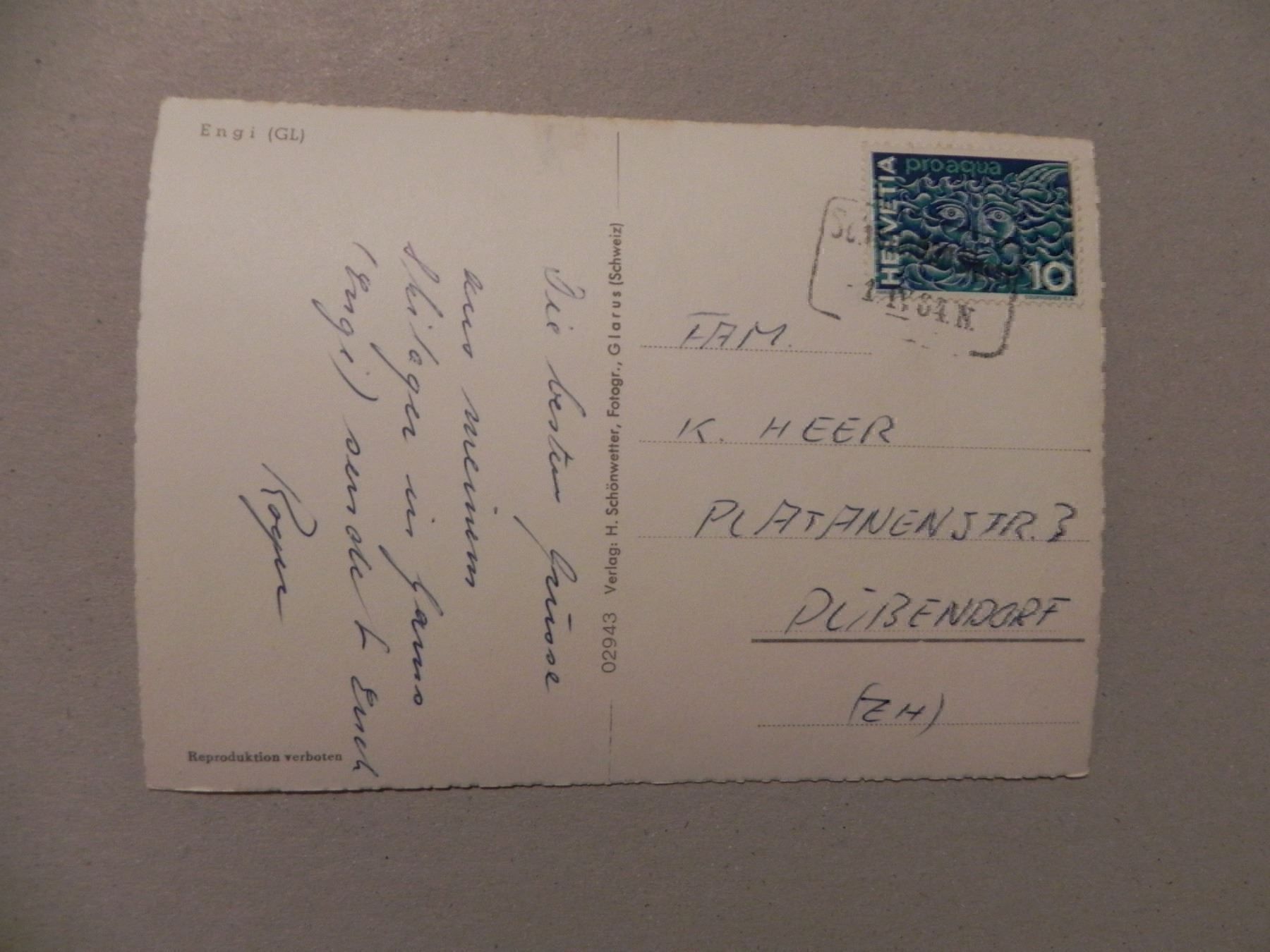 Cartoline postali: Ansichtskarte Engi GL Glarus 1964 – Usato da Siebnen venduto da krimsie 1