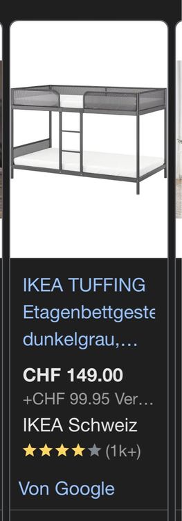 Ikea TUFFING Etagenbett, dunkelgrau, Top Zustand! (Neu (gemäss ...