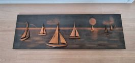 Wandbild 3D aus Kupfer mit Schiffen 120cm x 40cm