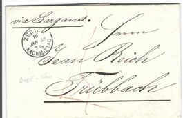 Faltbrief Zürich - Trübbach 1858