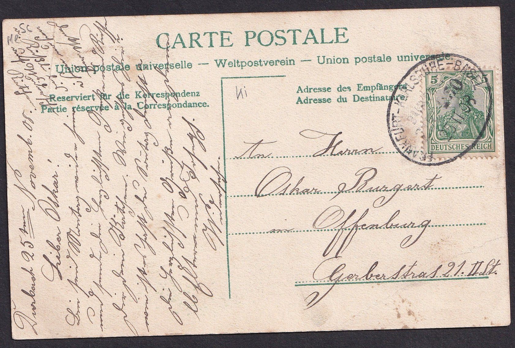 Ansichtskarten: Baden Badstrasse mit 1000-Note und Helvetia – Gebraucht aus Olten von clotaldi 1