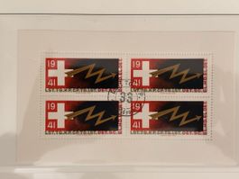Bloc de 4 timbres Suisse 1941 oblitéré bon état