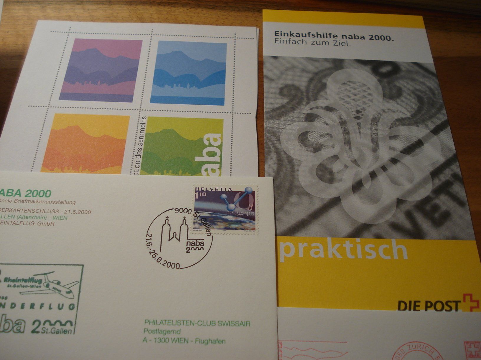Alle Briefmarken: Set NABA 2000 St. Gallen, 8 Belege mit Einkaufshilfe – Gebraucht aus Niederwil AG von morostahu