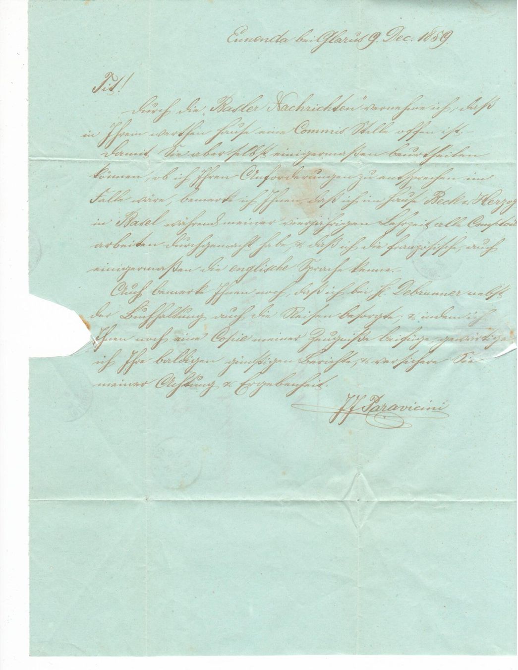 Tutti i francobolli: Strubelbrief Glarus - Ennenda - Basel  1859 – Usato da Wolhusen venduto da Curver9 2