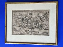 Merian Diessenhofen Thurgau 1643 Kupferstich im Goldrahmen