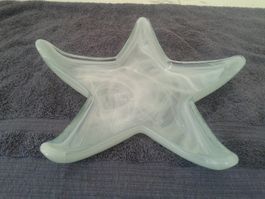 schöne pastell hellblaue Schale aus recyceltem Glas Seestern