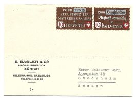 Postkarte 21.III.1942 Zürich – Stockholm mit Maschinenstempe