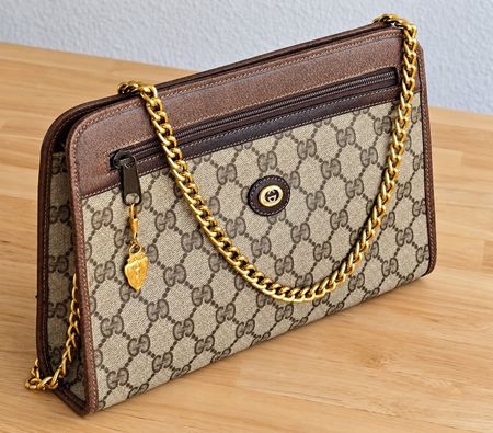 Gucci Vintage Clutch/Schulter Tasche Leder Braun