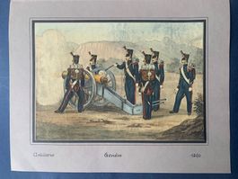 A. Von Escher - Lithographie - GENEVE - Artillerie 1840