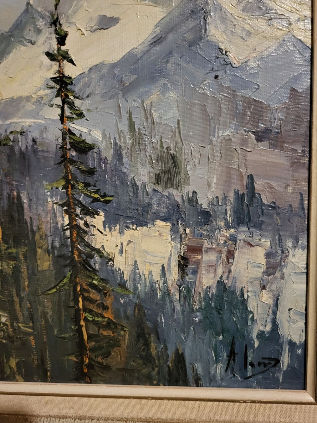 Dipinti: Tableau Cervin depuis la forêt, chalet signé. – Usato da Vevey venduto da oldiz 5