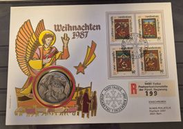 Numisbrief Weihnachten 1987 mit Silbermedaille ab 1 Fr. !