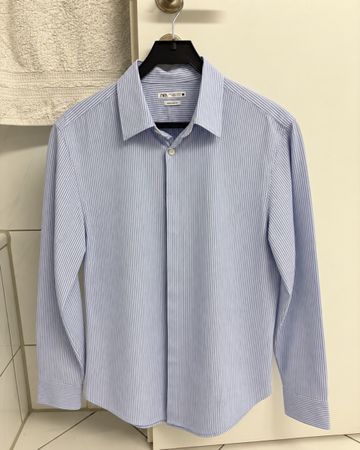 Herren Hemd Zara gestreift Regular Fit Grösse L blau