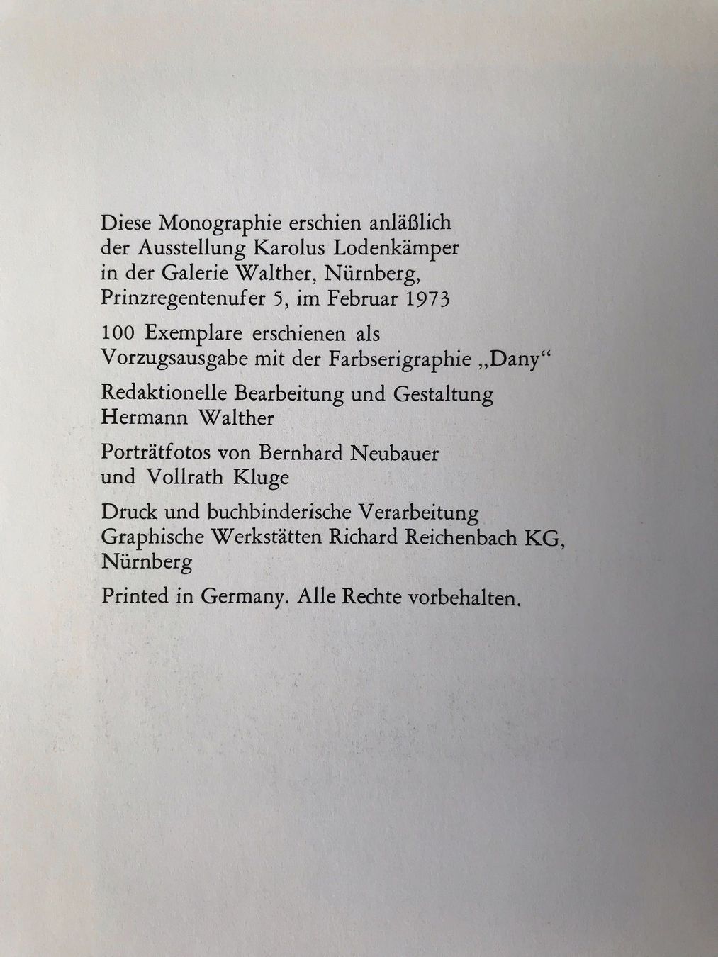 Libri: KAROLUS LODENKÄMPER Monografie 1973 – Usato da Zürich venduto da EYEBOOKS 6