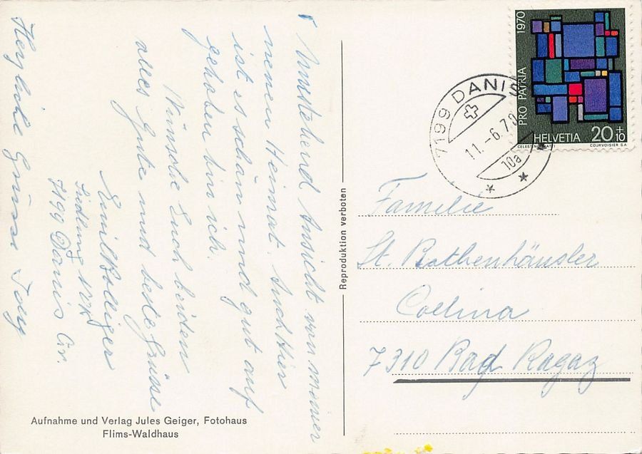 Ansichtskarten: Danis und Tavanasa, gelaufen 1970 – Gebraucht aus Frauenfeld von POML 1