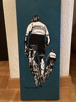 Bild Radfahrer Vintage Stil Fahrradrennen Unikat Malerei