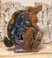 Drache aus rot-grünen Moosachat 771g