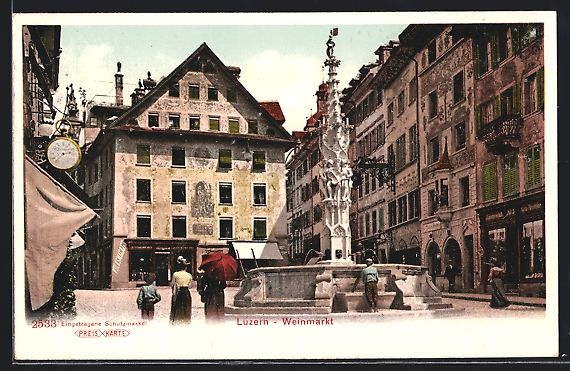Cartoline postali: AK Luzern, Weinmarkt mit Leuten – Usato da Berlin venduto da bartko-reher