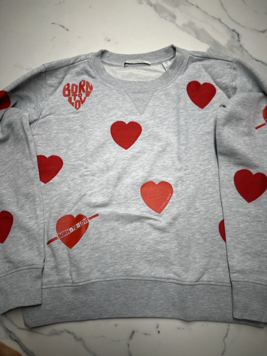Maison Scotch Pullover & Sweatshirts: Scotch & Soda Pullover Herz-Muster grau Grösse L – Gebraucht aus Pfäffikon SZ von kar_98bt