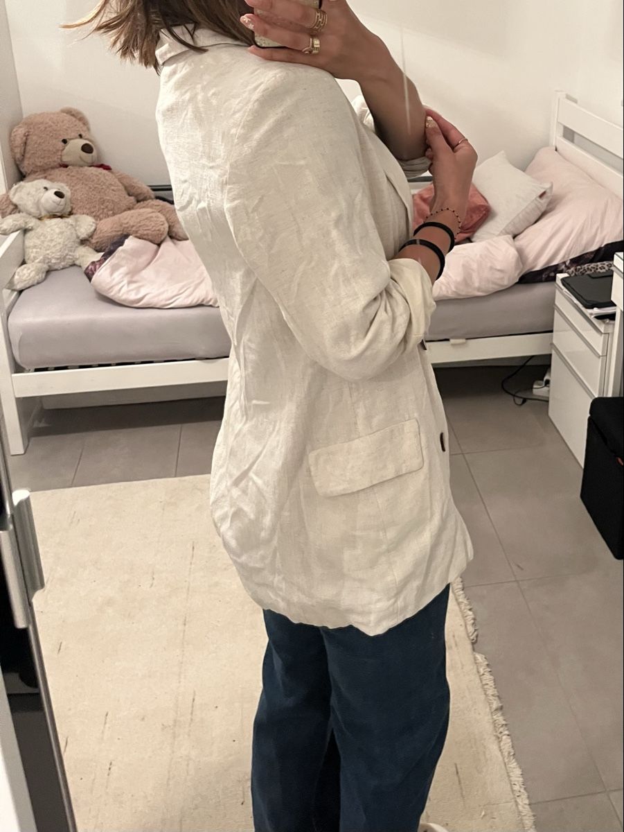 Stradivarius Giacche: Blazer en lin élégant blanc beige – Nuovo (secondo la descrizione) da Aigle venduto da sow_m7gm 3