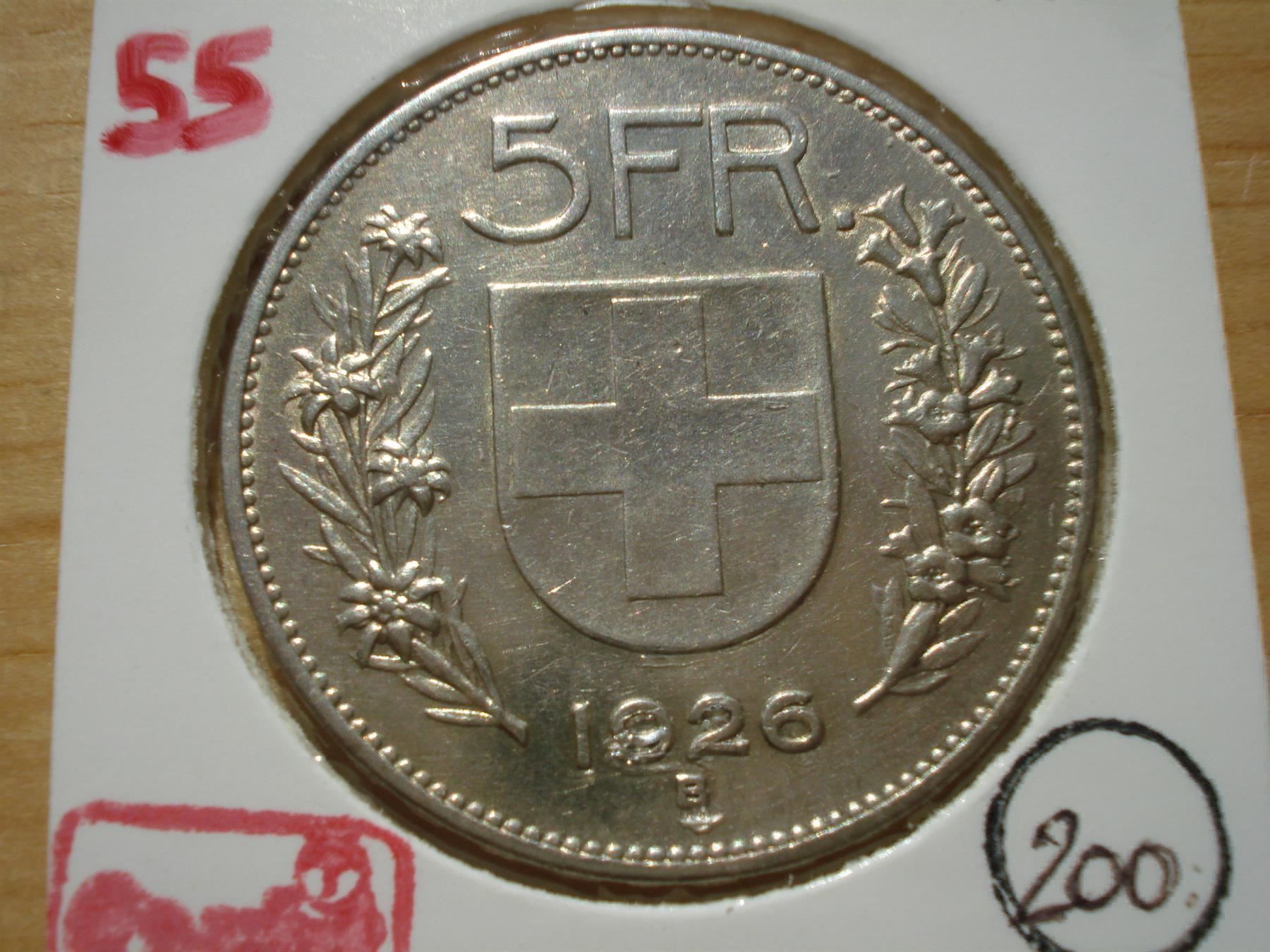 Tutti le monete: (55)  5 Franken  1926 – Usato da Erlach venduto da Net-Coins 1