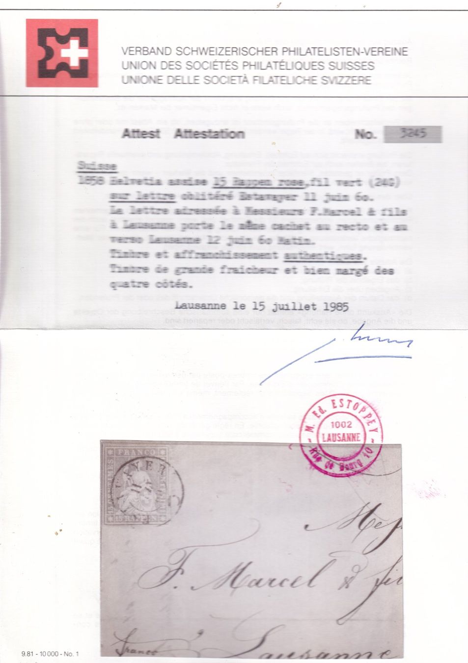Tutti i francobolli: 1854/62 STRUBEL Zst.Nr.24G – Usato da geneve venduto da philatelie-marchand 2