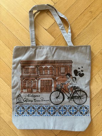 Tote bag gris, souvenir de Malaisie, George Town Penang