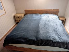 kuschlige Tagesdecke / Bettüberwurf grau-blau