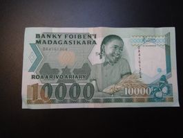 10000  Francs Note Madagaskar o.Jahrgang