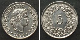 Schweiz 5 Rappen 1939 Nickel ERHALTUNG! unz