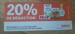 - 20% sur les produits HIPP chez COOP