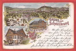 Schwellbrunn mit Gasthaus Ochsen - Litho 1906