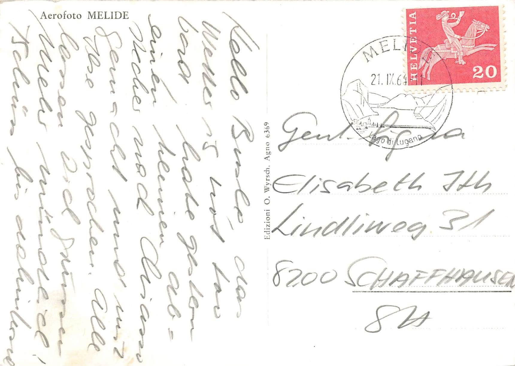 Cartoline postali: Aereo foto Melide G – Usato da Biasca venduto da Blenio71 1