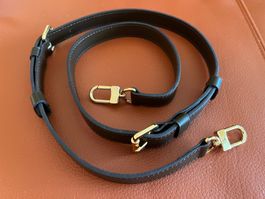 Leder Schulterriemen 3 Teile (Dunkelbraun mit Gold Haken)