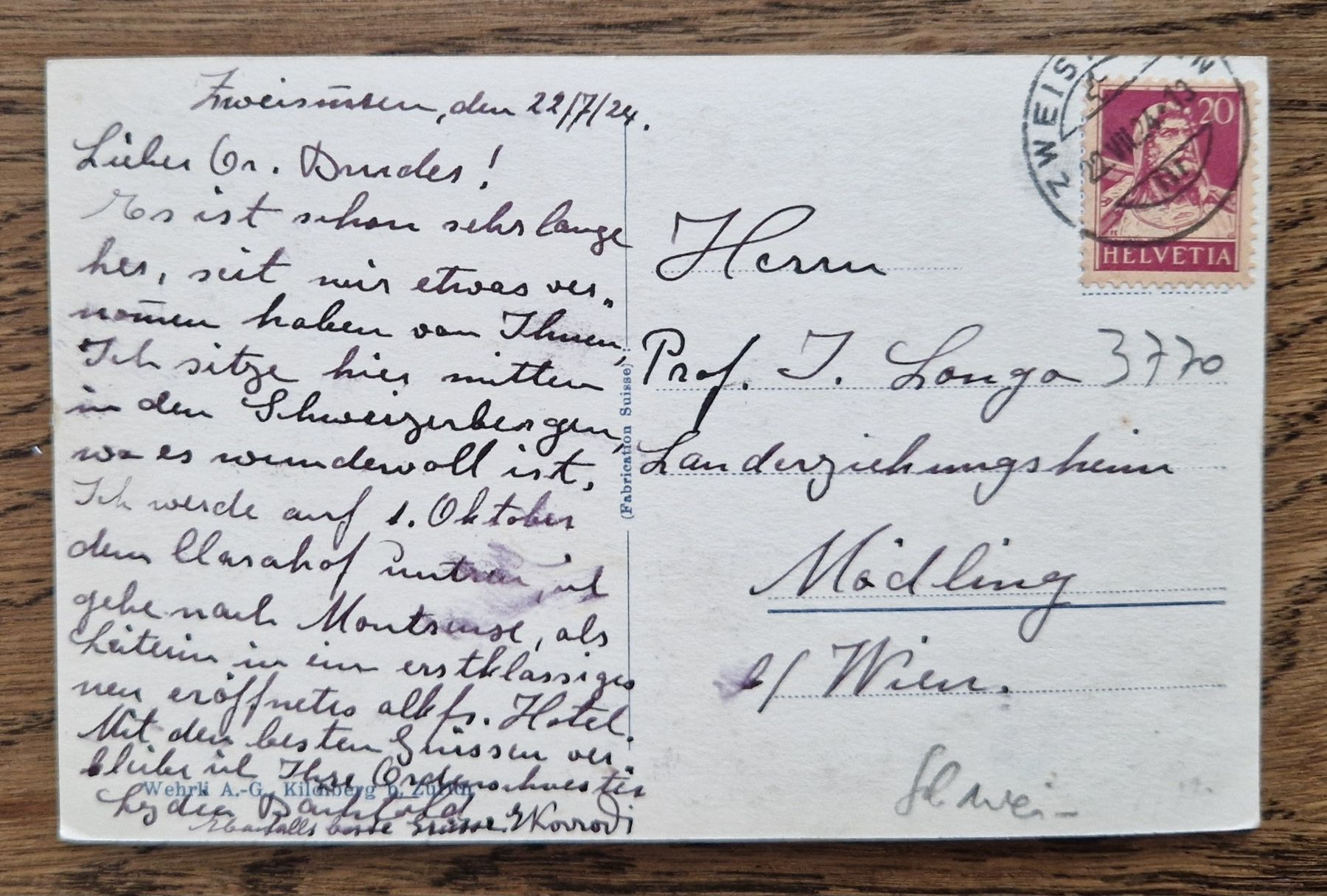 Cartoline postali: Zweisimmen 1924 – Usato da Ebikon venduto da Donar50 1