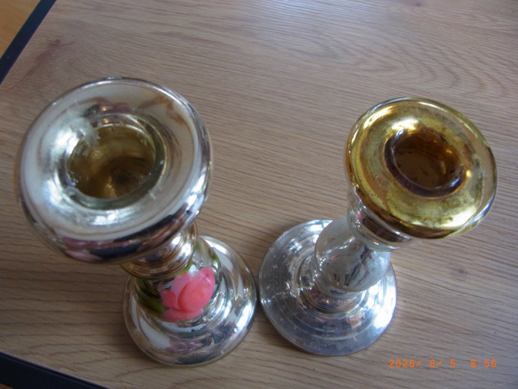 Portacandele: 2er Set Kerzenständer aus Bauernsilber / Glas – Usato da Uezwil venduto da Fauchi51 3