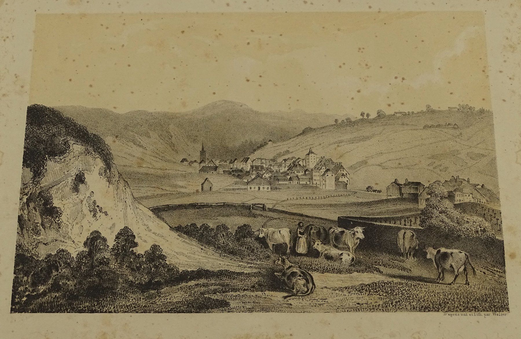 Incisioni: LE LOCLE, LITHOGRAPHIE 1840 – Usato da Grüningen venduto da Kartensammler 2