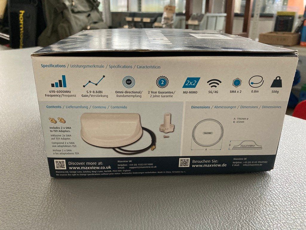 WiFi: Maxview 4G/5G 2X2 Antenne für Wohnmobile, Boot ect. – Nuovo e nell'imballaggio originale da Zollbrück venduto da storm72 1